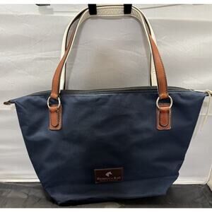 Rebecca Ray Signature Nylon Tote Navy Blue Leather Trim Made in USA Equestrian